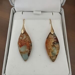 Elegant Gold and Multicolor Dangle Earrings